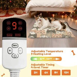 Cat Heating Pad - Warm Pet Bed Mat for Indoor Cats, Electric Heated Blanket